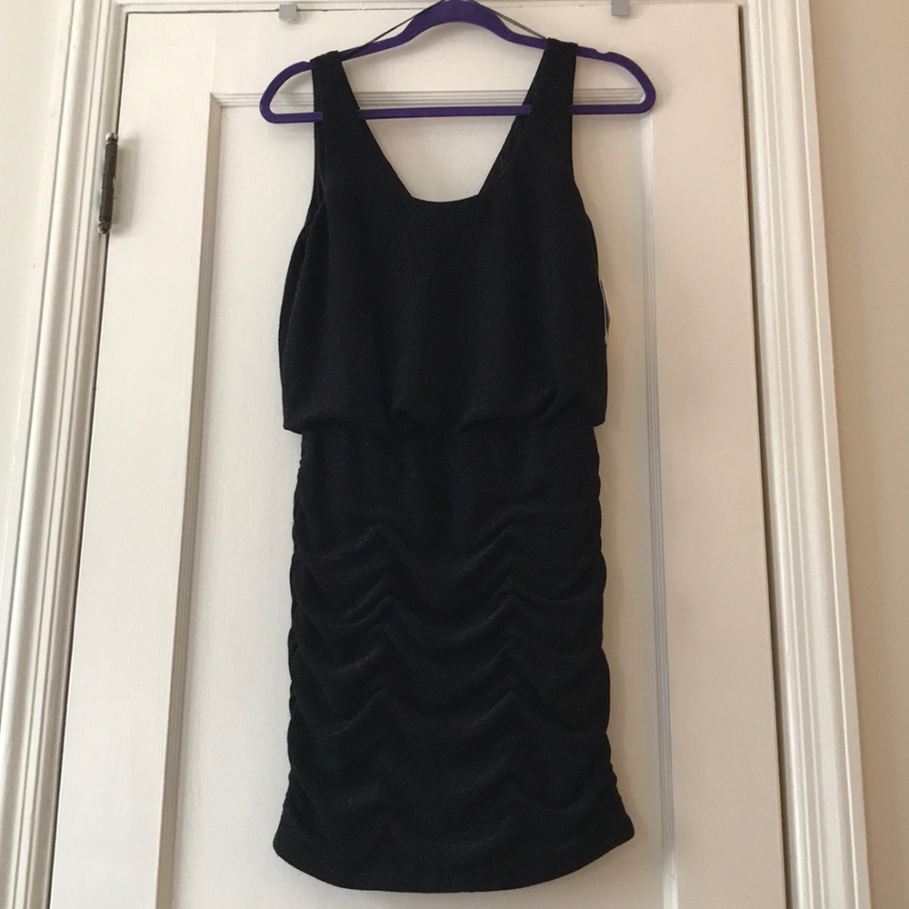 Aiden Mattox metallic black jersey dress